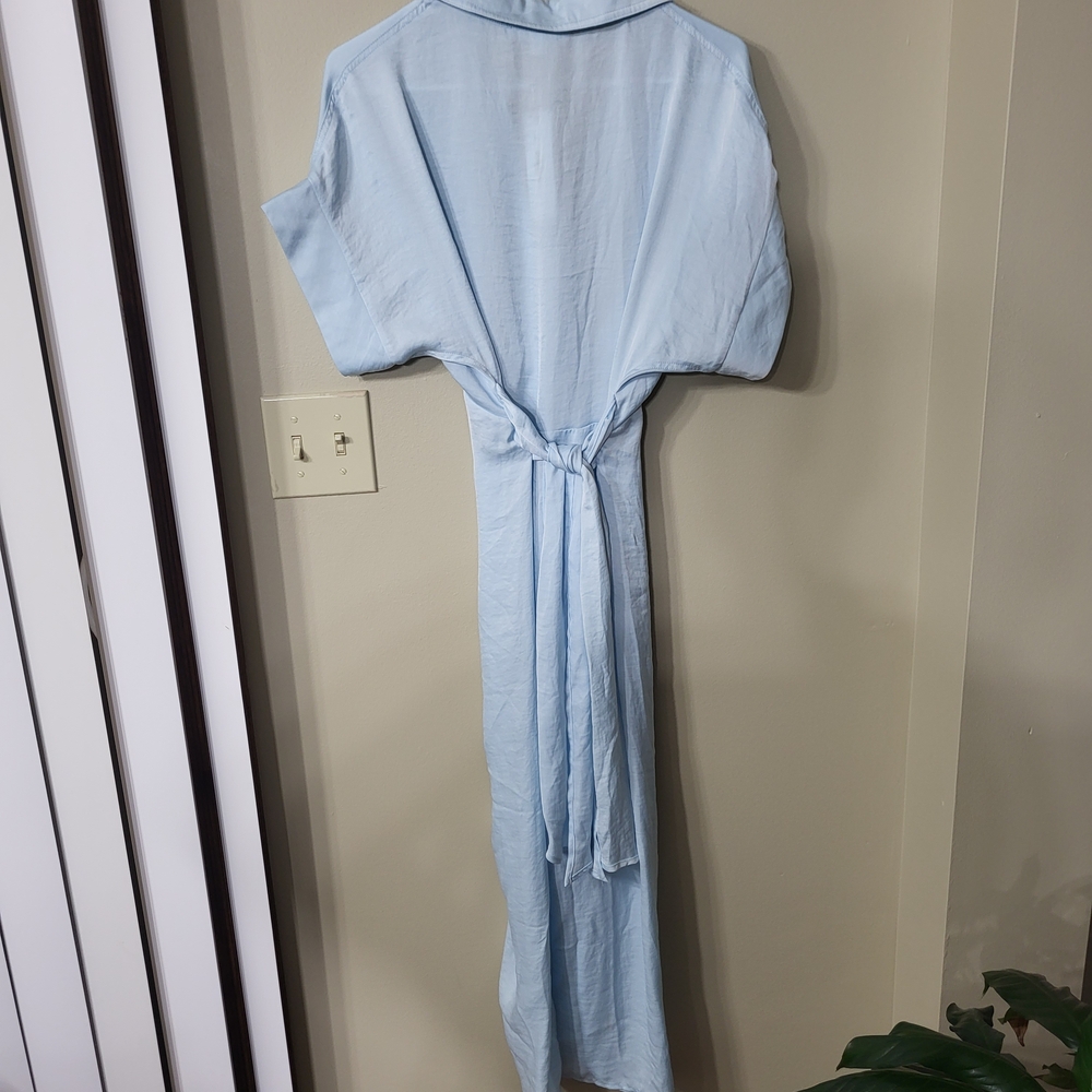 Steve Madden Pale Blue Button-Front Midi Shirt Dress - Picture 6 of 6